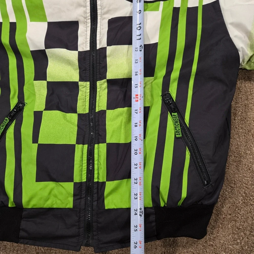 Vintage Arctic‎ Cat Vaporblast Jacket Mens Medium Green Checkered Thinsulate Zip